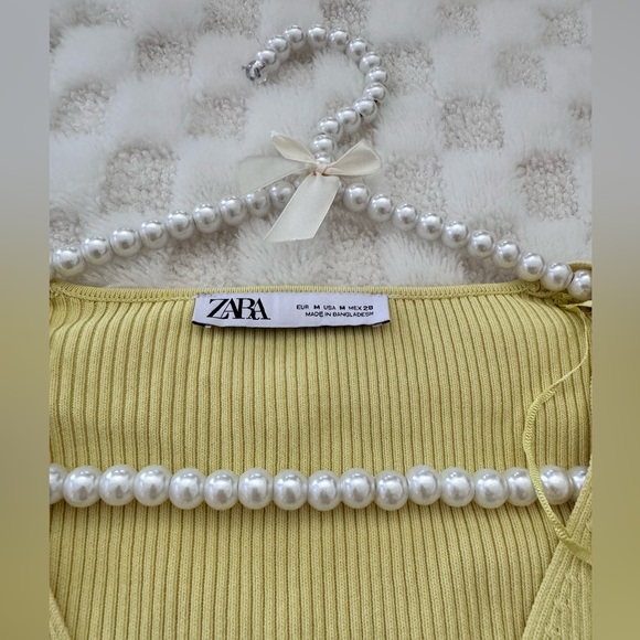 ZARA Lime cardigan knit tie up chest - Picture 3 of 4